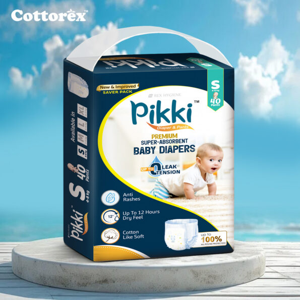 Pikki Baby Diaper Premium Pull Up Pants Up to Zero Leak, Zero Tension S-40 Pack of 1