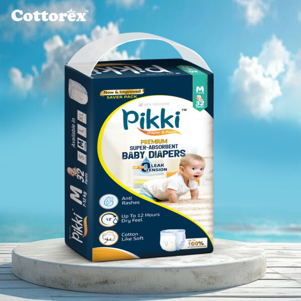 Pikki Baby Diaper Premium Pull Up Pants Up to zero leak zero tension M-32